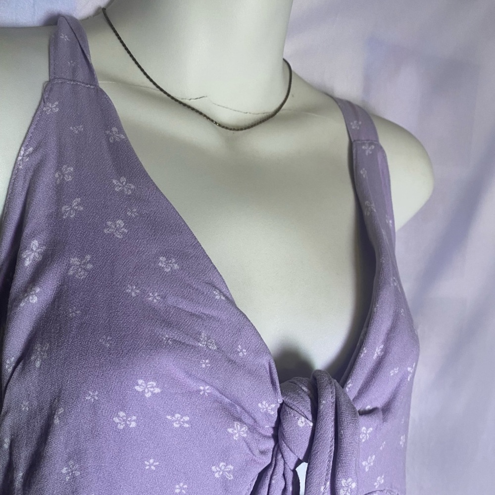 super cute purple floral front tie dress